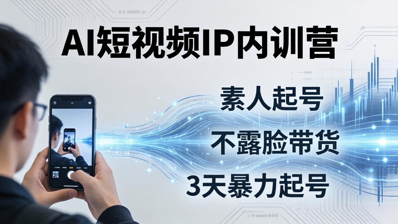 2026AI短视频IP内训营：从素人起号到不露脸带货，3天暴力起号全流程拆解-聊项目