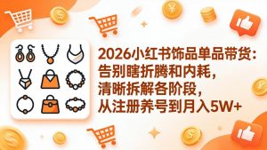2026小红书饰品单品带货:告别瞎折腾和内耗,清晰拆解各阶段,从注册养号到月入5W+-聊项目