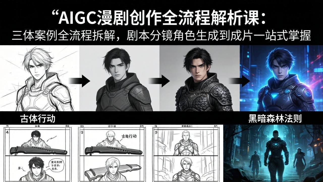 AIGC漫剧创作全流程解析课：三体案例全流程拆解，剧本分镜角色生成到成片一站式掌握-聊项目