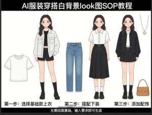AI服装穿搭白背景look图SOP教程,不用会画画,提几句具体要求,AI就能还你一个奇迹-聊项目