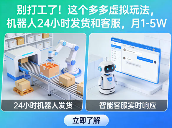 别打工了！这个多多虚拟玩法，机器人24小时发货和客服，月1-5W【揭秘】-聊项目