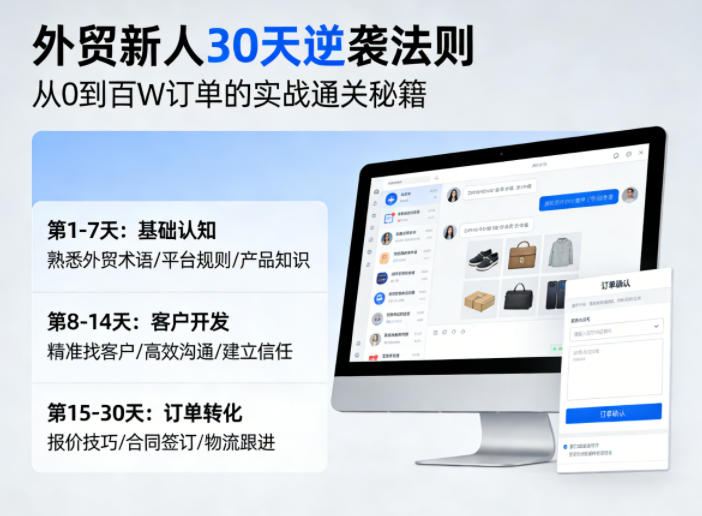 外贸新人30天逆袭法则，教你从0到百W订单的实战通关秘籍-聊项目