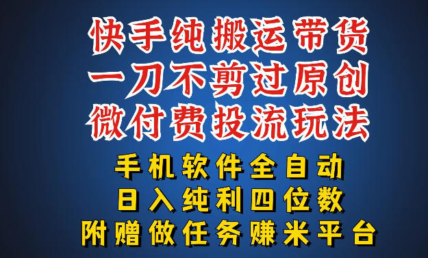 最新黑科技快手搬运带货方法，手机就能操作，轻松带你日入四位数【揭秘】-聊项目
