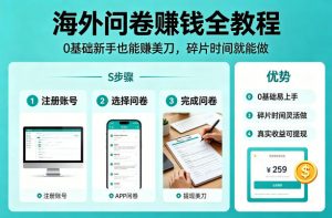 海外问卷賺钱全教程,0基础新手也能賺美刀,碎片时间就能做-聊项目
