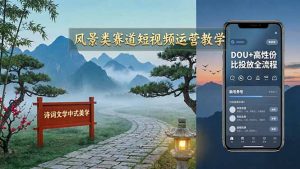 风景类赛道短视频运营教学:诗词文学中式美学,新号养号对标账号定位,DOU+高性价比投放全流程-聊项目