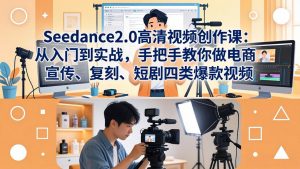 Seedance2.0高清视频创作课：从入门到实战，手把手教你做电商、宣传、复刻、短剧四类爆款视频-聊项目