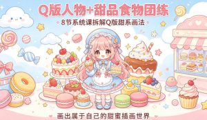 Q版人物+甜品食物团练，8节系统课拆解Q版甜系画法，画出属于自己的甜蜜插画世界-聊项目