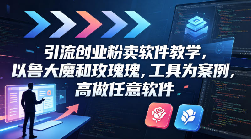 引流创业粉卖软件教学，以鲁大魔和玫瑰工具为案例，可做任意软件-聊项目