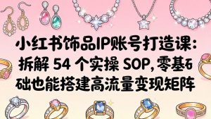 小红书饰品IP账号打造课：拆解 54 个实操 SOP，零基础也能搭建高流量变现矩阵-聊项目
