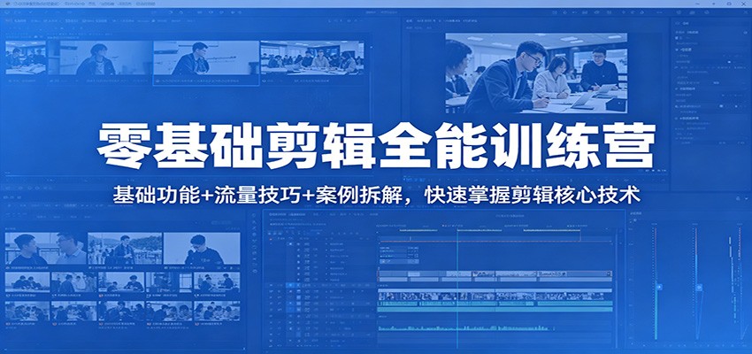 零基础剪辑全能训练营：基础功能+流量技巧+案例拆解，快速掌握剪辑核心技术-聊项目