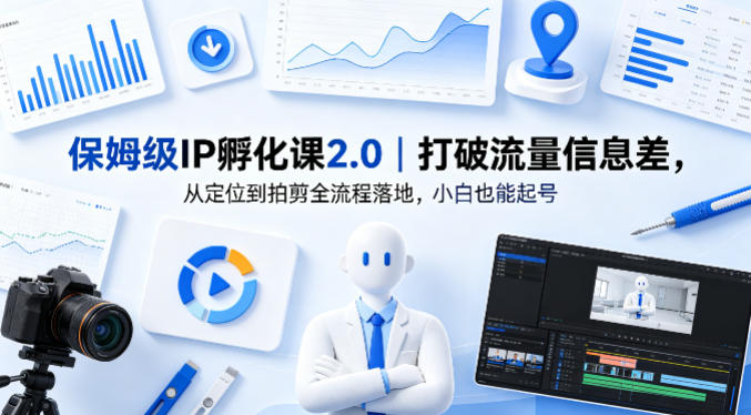 保姆级IP孵化课2.0｜打破流量信息差，从定位到拍剪全流程落地，小白也能起号-聊项目