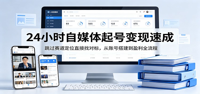 24小时自媒体起号变现速成，跳过赛道定位直接找对标，从账号搭建到盈利全流程-聊项目