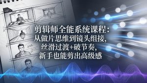 剪辑师全能系统课程：从做片思维到镜头组接，丝滑过渡+破节奏，新手也能剪出高级感-聊项目