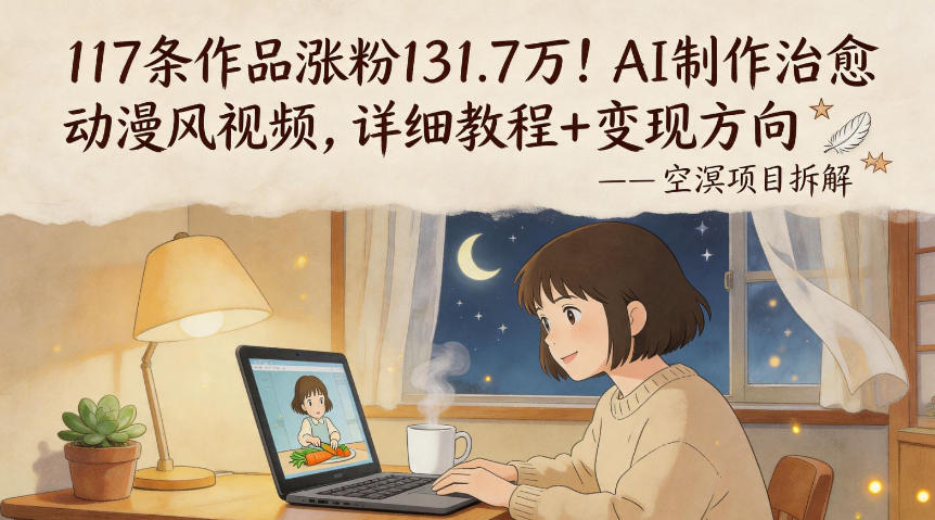 117条作品涨粉131.7W！AI制作治愈动漫风视频，详细教程+变现方向-聊项目