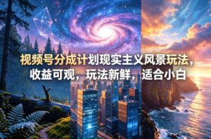 视频号分成计划现实主义风景玩法，收益可观，玩法新鲜，适合小白-聊项目