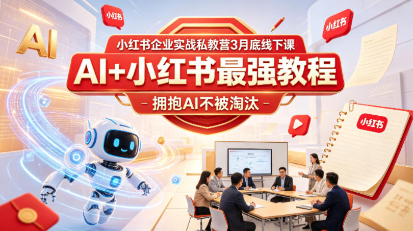 小红书企业实战私教营3月底线下课，AI+小红书最强教程，拥抱AI不被淘汰-聊项目