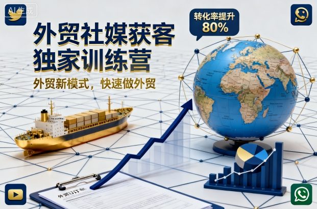 外贸社媒获客独家训练营，外贸新模式，快速做外贸(更新26年4月)-聊项目