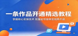 一条作品开通精选教程：掌握核心实操技术，批量起号接单变现两不误-聊项目