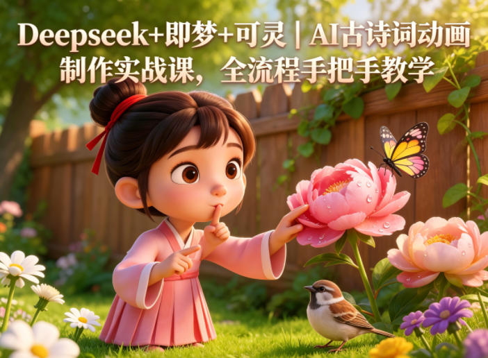 Deepseek+即梦+可灵｜AI古诗词动画制作实战课，全流程手把手教学-聊项目