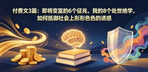 付费文3篇：即将变富的6个征兆，我的8个处世绝学，如何抵御社会上形形色色的诱惑-聊项目