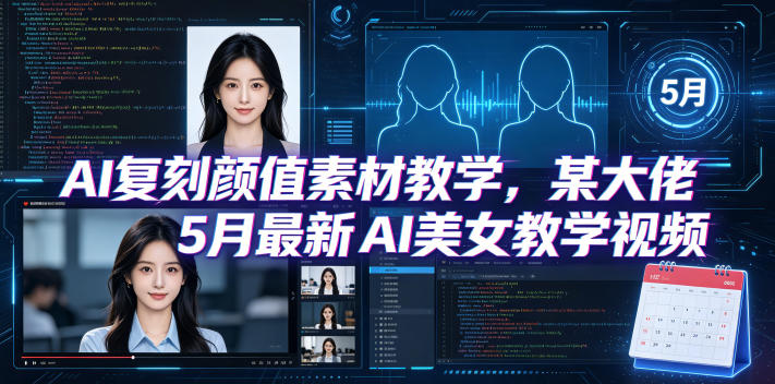 AI复刻颜值素材教学，某大佬5月最新AI美女教学视频，内含4月好物复刻教学-聊项目