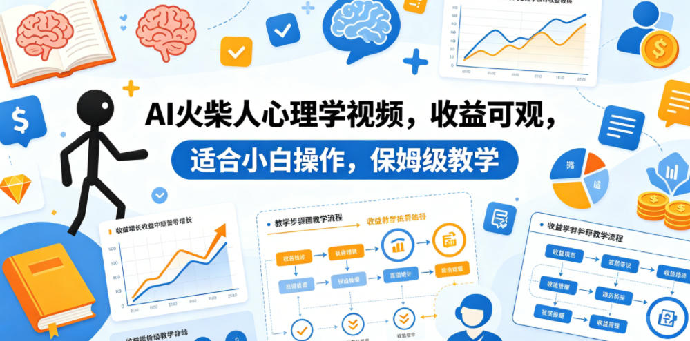AI火柴人心理学视频，收益可观，适合小白操作，保姆级教学-聊项目