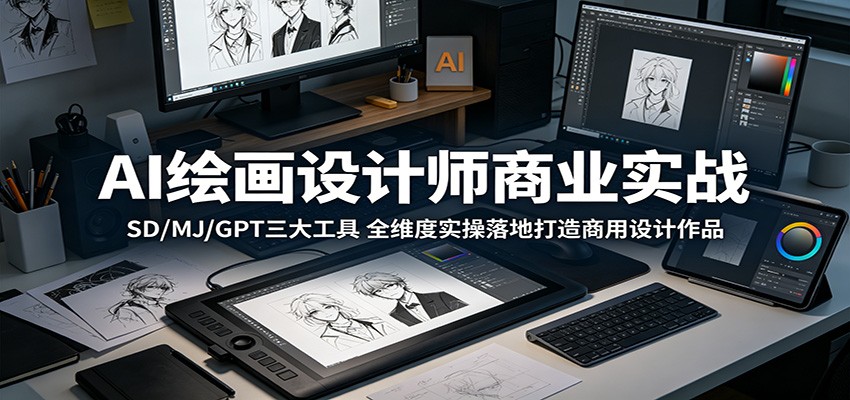 AI绘画设计师商业实战：SD/MJ/GPT三大工具，全维度实操落地打造商用设计作品-聊项目
