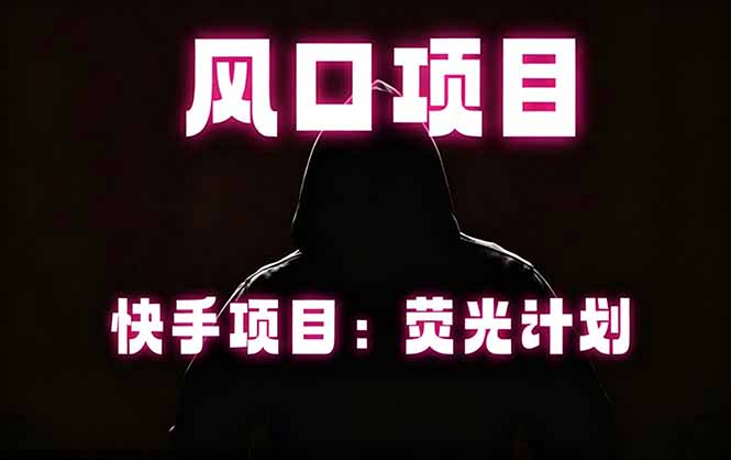 快手风口项目，荧光计划托管，长期稳定，适合批量做-聊项目