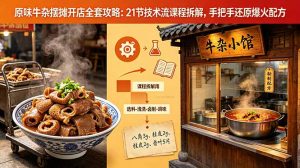 原味牛杂摆摊开店全套攻略：21节技术流课程拆解，手把手还原爆火配方-聊项目