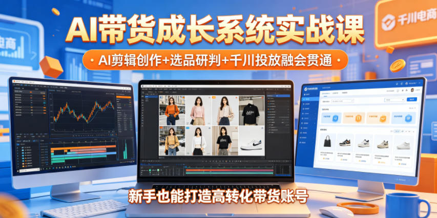 AI带货成长系统实战课，AI剪辑创作+选品研判+千川投放融会贯通，新手也能打造高转化带货账号(更新2026年)-聊项目