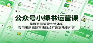 公众号小绿书运营课：掌握账号运营完整体系，套用爆款标题写法持续打造高热度内容-聊项目