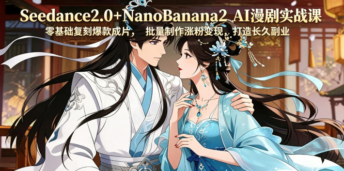 Seedance2.0+NanoBanana2 AI漫剧实战课，零基础复刻爆款成片涨粉变现，打造长久副业收益-聊项目