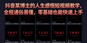 抖音某博主的灰太狼人生感悟短视频教学，全程通俗易懂，零基础也能快速上手-聊项目