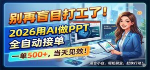 别再盲目打工了！2026用AI做PPT全自动接单，一单5张+，当天见效！-聊项目