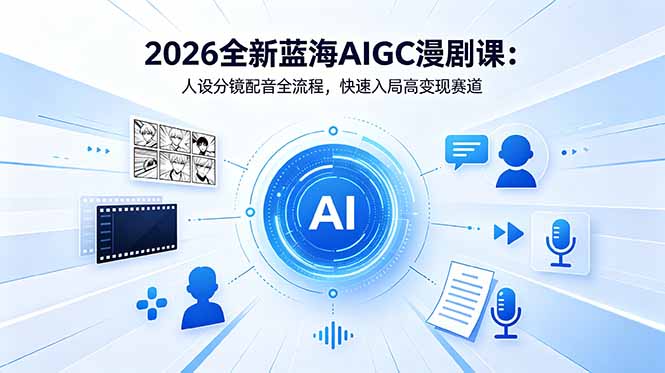 2026全新蓝海AIGC漫剧课：人设分镜配音全流程，快速入局高变现赛道-聊项目