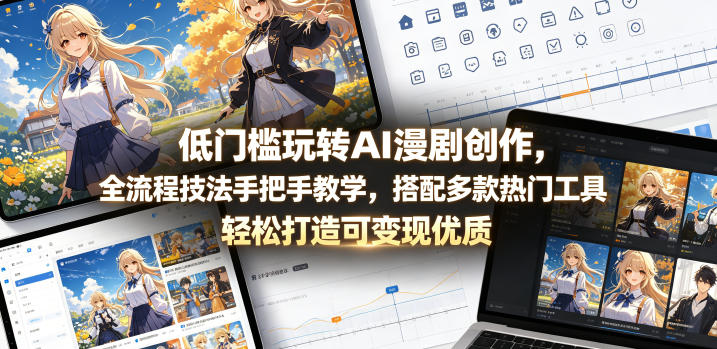 低门槛玩转AI漫剧创作，全流程技法手把手教学，搭配多款热门工具，轻松打造可变现优质作品-聊项目