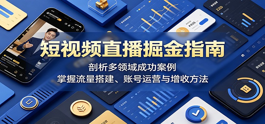 短视频直播掘金指南：剖析多领域成功案例，掌握流量搭建、账号运营与增收方法-聊项目
