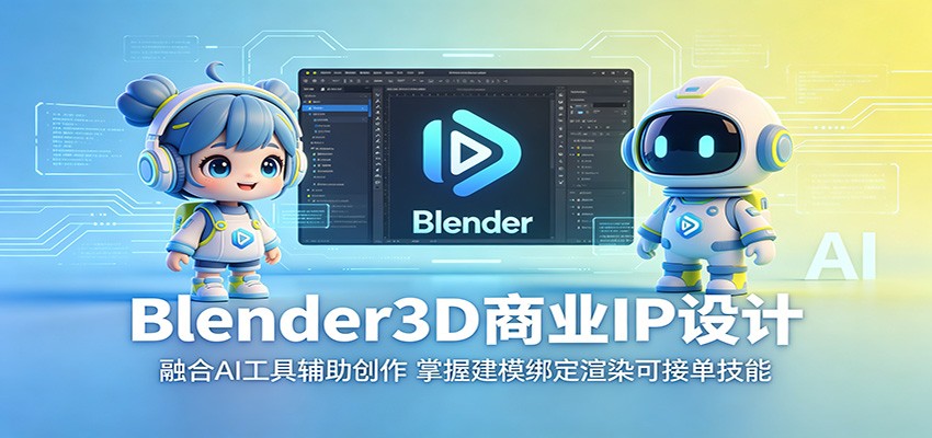 Blender3D商业IP设计：融合AI工具辅助创作，掌握建模绑定渲染可接单技能-聊项目