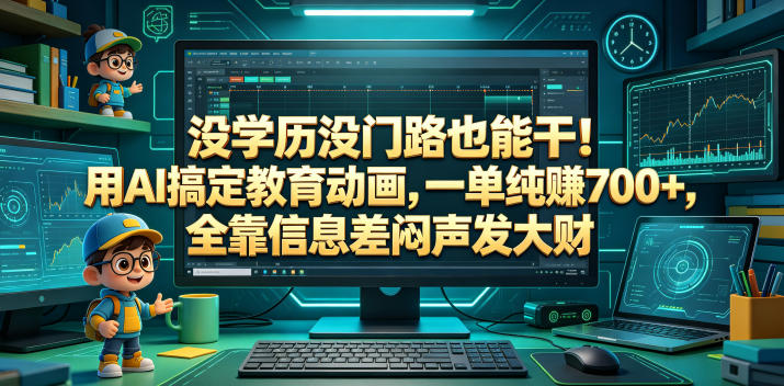 没学历没门路也能干！用AI搞定教育动画，一单纯賺700+，全靠信息差闷声发大财【揭秘】-聊项目