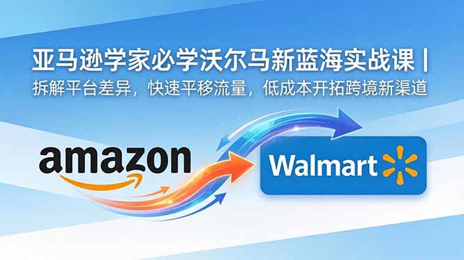 亚马逊卖家必学沃尔玛新蓝海实战课｜拆解平台差异，快速平移流量，低成本开拓跨境新渠道-聊项目