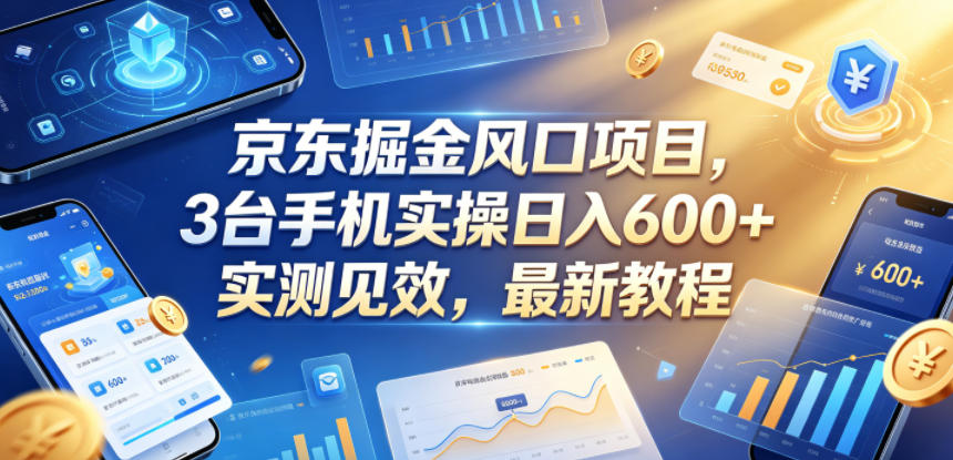 京东掘金风口项目，3台手机实操日入600+，实测见效，最新教程【揭秘】-聊项目