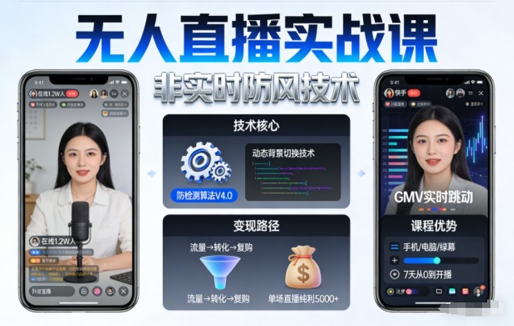 宝子哥无人直播实战课，非实时防风技术，聚焦抖音快手等平台直播带货，轻松开启直播变现之路(更新2026年5月29日)-聊项目