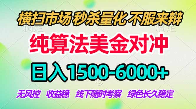 2026美金掘金新风口-纯算法对冲震撼上线！日入1500-6000+，长久合规稳健，轻松摆脱死工资，…-聊项目