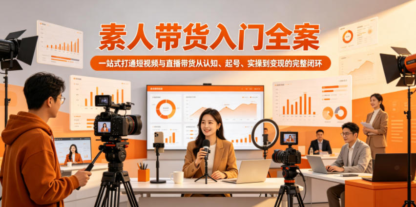 素人带货入门全案，一站式打通短视频与直播带货从认知、起号、实操到变现的完整闭环-聊项目