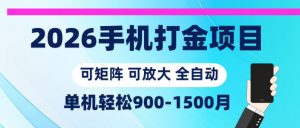 2026手机打金项目，小白轻松上手，单机900-1500月，可矩阵可放大【揭秘】-聊项目
