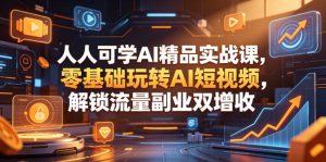 人人可学AI精品实战课，零基础玩转AI短视频，解锁流量副业双增收-聊项目