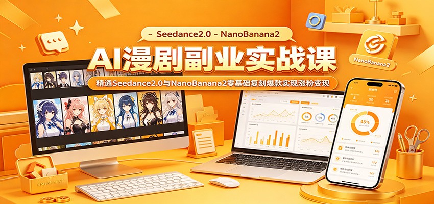 AI漫剧副业实战课：精通Seedance2.0与NanoBanana2零基础复刻爆款实现涨粉变现-聊项目