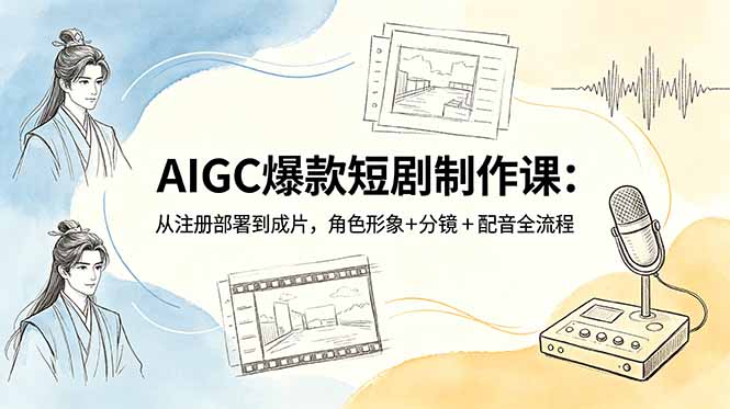 AIGC爆款短剧制作课：从注册部署到成片，角色形象+分镜+配音全流程-聊项目
