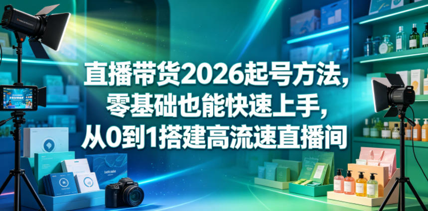 直播带货2026起号方法，零基础也能快速上手，从0到1搭建高流速直播间-聊项目