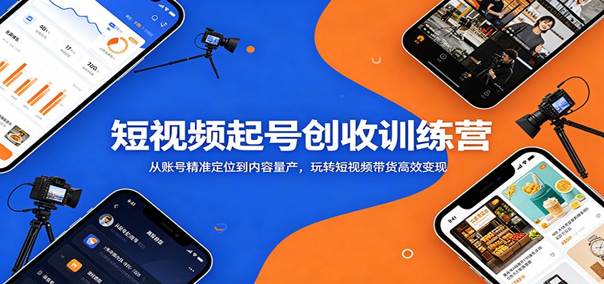 短视频起号创收训练营：从账号精准定位到内容量产，玩转短视频带货高效变现-聊项目